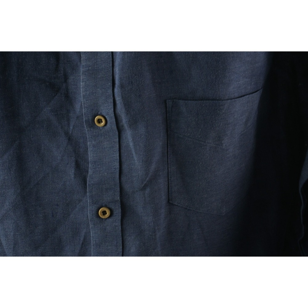 UNTUCKit 100% Linen Santo Navy Wrinkle Resistant Shirt Mens 2XL Long Sleeve Blue - Picture 5 of 10